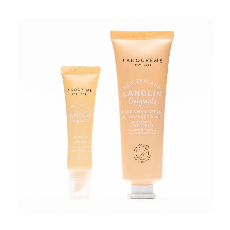 Lanocrème Lanolin Hand & Lip Duo,紐西蘭蘭儂,麥蘆卡蜂蜜番木瓜,潤唇膏護手霜套組