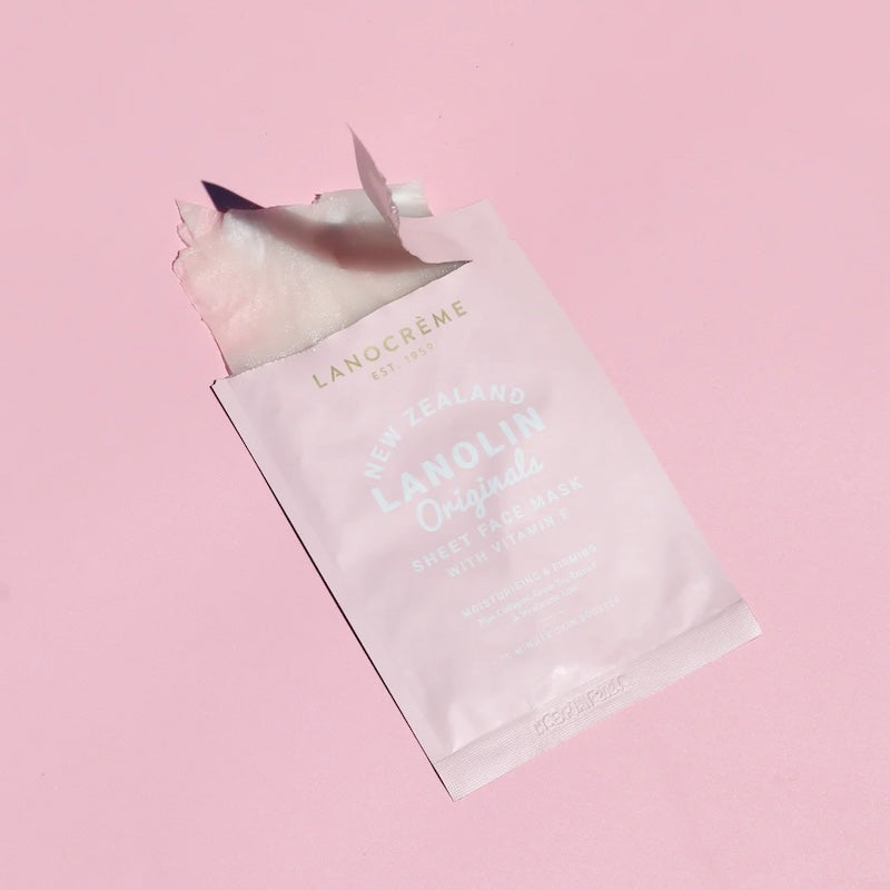 Lanocrème Lanolin Originals Sheet Mask with Vitamin E 紐西蘭蘭儂 維他命E保濕緊緻面膜 5片入