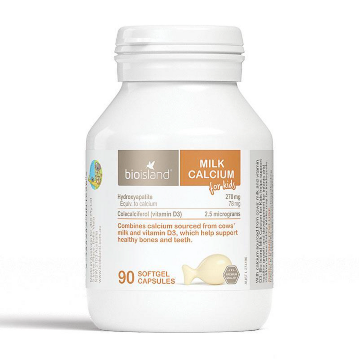 Bioisland Milk Calcium 澳洲 嬰幼兒童液體乳鈣軟膠囊 90粒