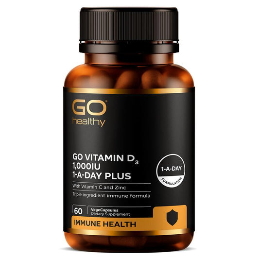 Go Healthy 紐西蘭高之源，維他命D3 1000IU 含維他命C + 鋅 60粒