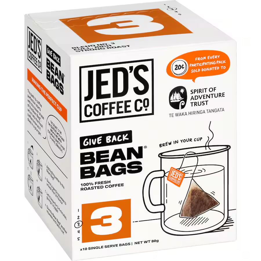 Jed's Coffee Bean Bags 紐西蘭傑得，三角立體咖啡包 3號 濃郁烘培 10包入