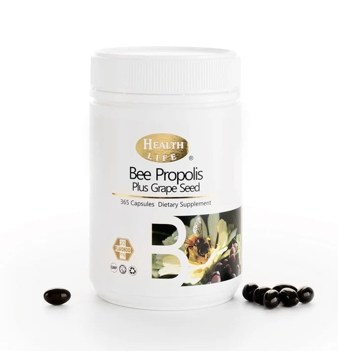 Health Life Bee Propolis + Grape Seed 葡萄籽精華蜂膠膠囊 365粒 外盒