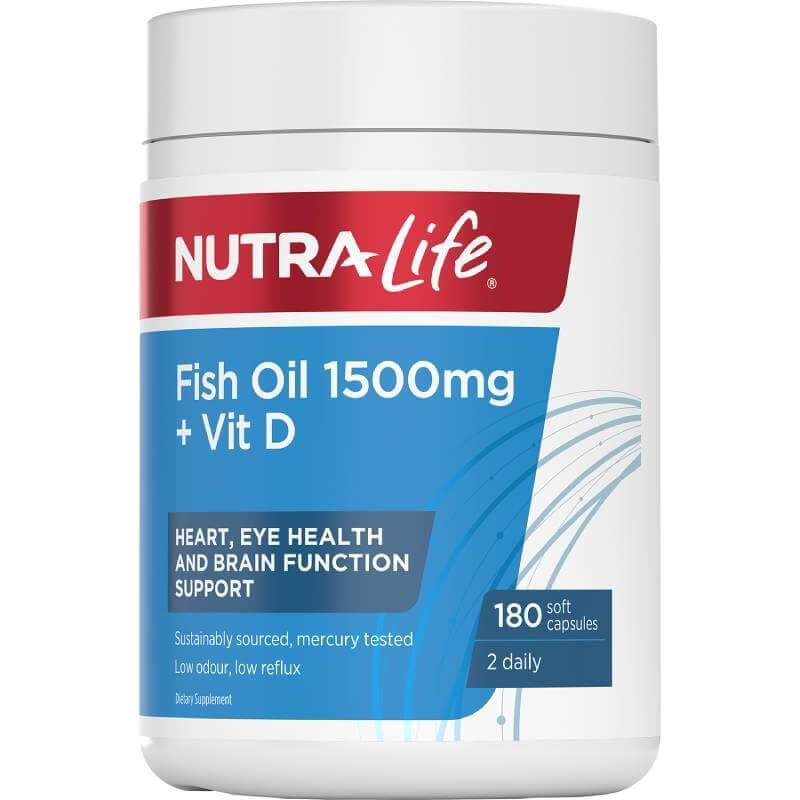 Nutralife Fish Oil Plus Vitamin D 紐西蘭紐樂 魚油1500mg+維生素Ｄ 180粒