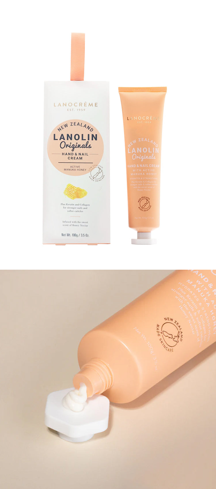 Lanocrème Lanolin Hand Cream Manuka Honey，紐西蘭蘭儂，羊毛脂麥蘆卡蜂蜜護手霜 100g